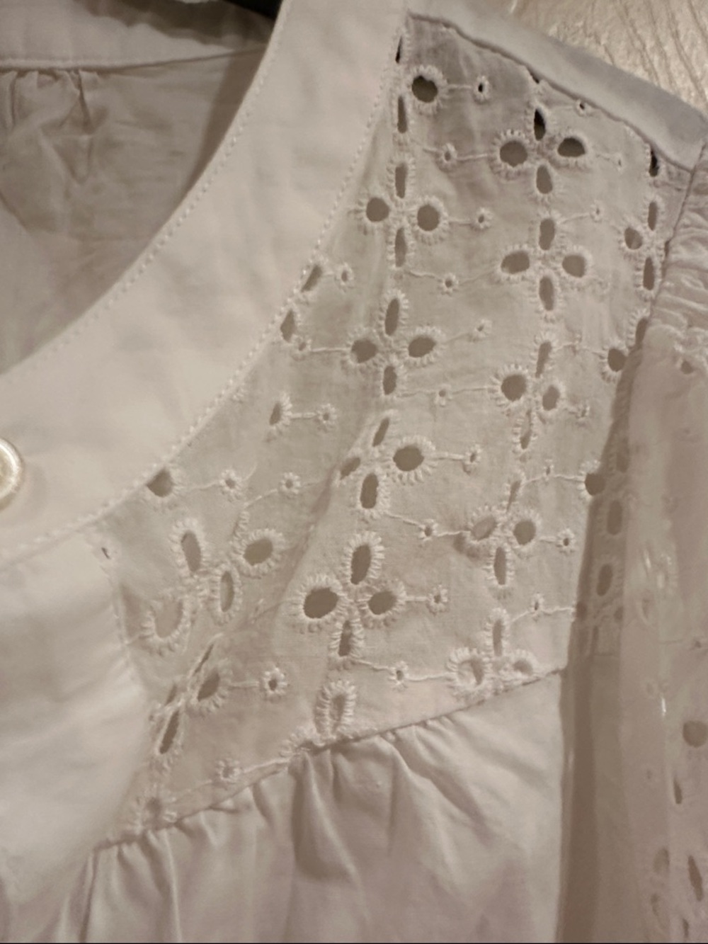 White Eyelet Button-Up Blouse - Picture 3 of 5